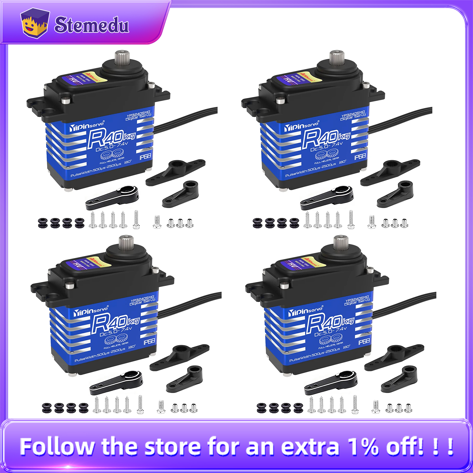 Rc Helicopter Servo - 4PCS YiPinservo 40kg Metal Gear 7.4V