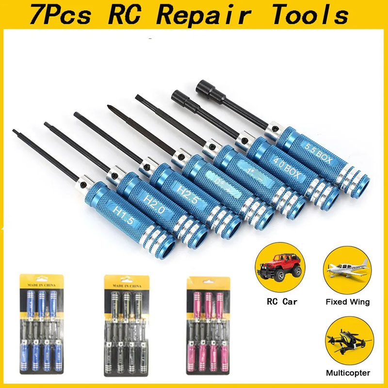 7Pcs 1.5 2.0 2.5mm RC Hex Driv - Rc Helicopter Tool Kit avis et prix