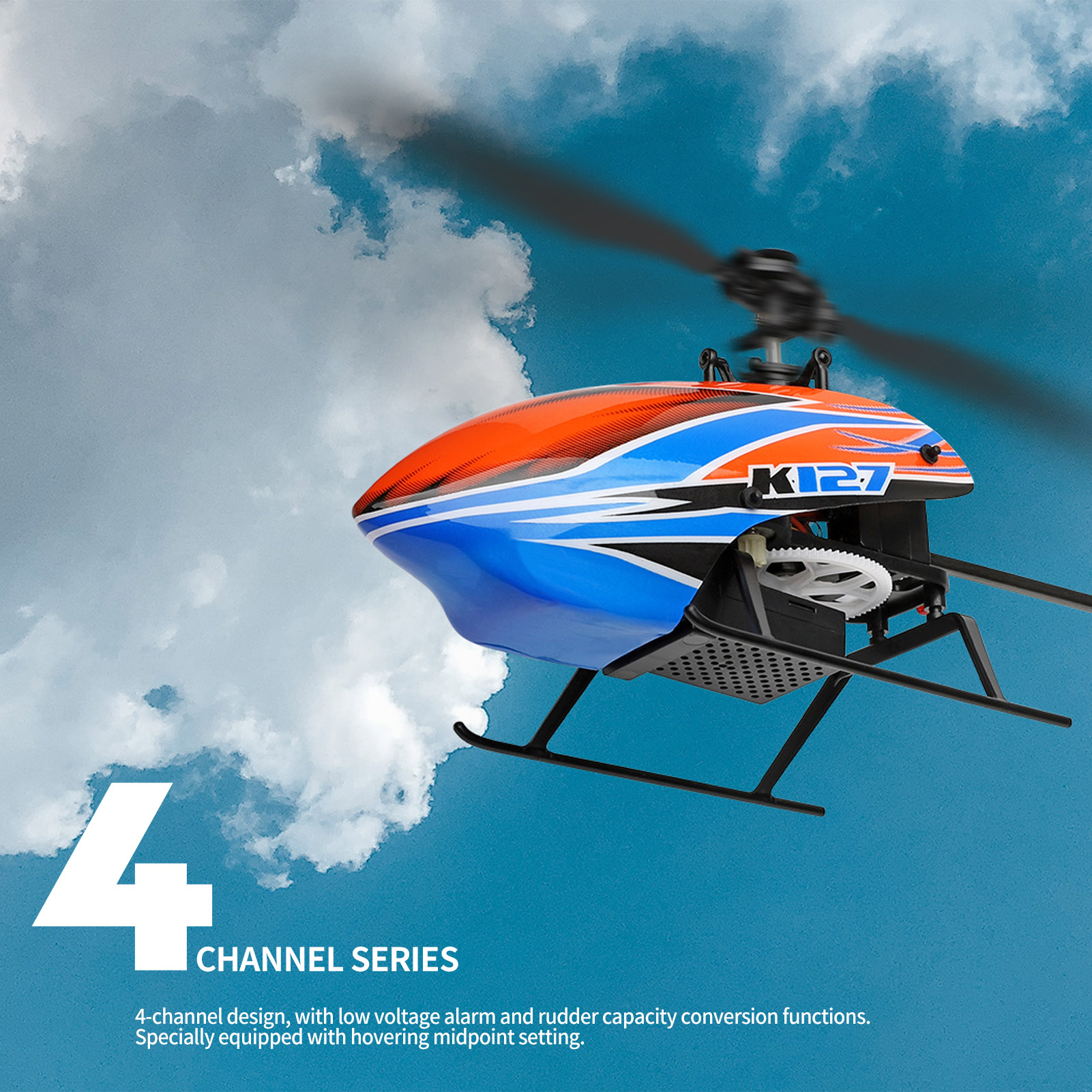WLtoys XK K127 4CH 6-axis Gyro - Rc Helicopter Large avis et prix
